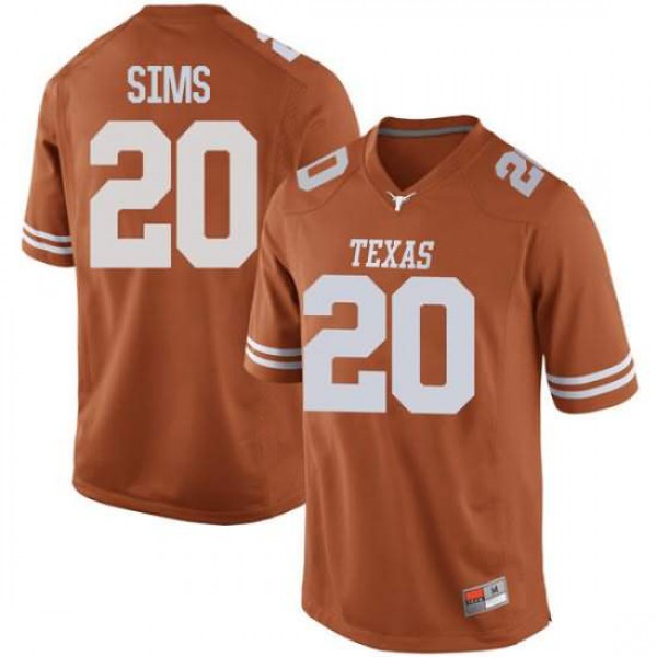 Men's University of Texas #20 Jericho Sims Replica Official Jersey Orange
